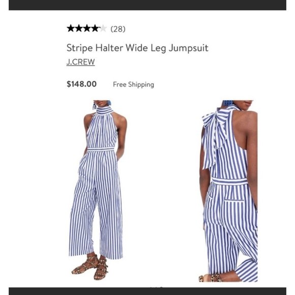 J.Crew size 00 blue white stripe halter wide leg Jump suit pantsuit romp… - Picture 12 of 14